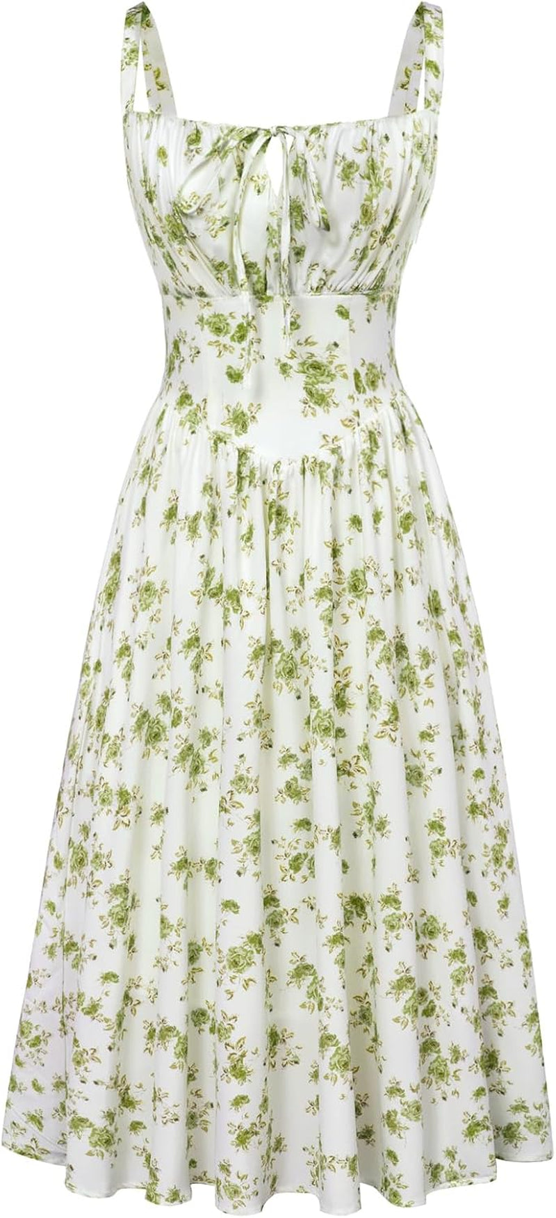 Women Sun Dress Victorian Casual A-Line Sleeveless Spaghetti Strap Floral Dresses for Summer Beach