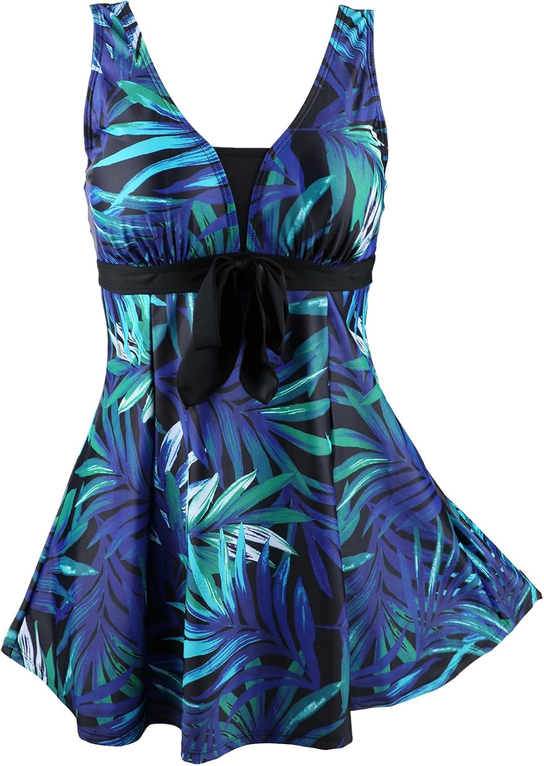 Womens plus Size Swimsuit One Piece Skirted Swimwear Tummy Control Swimming Costume with Shorts