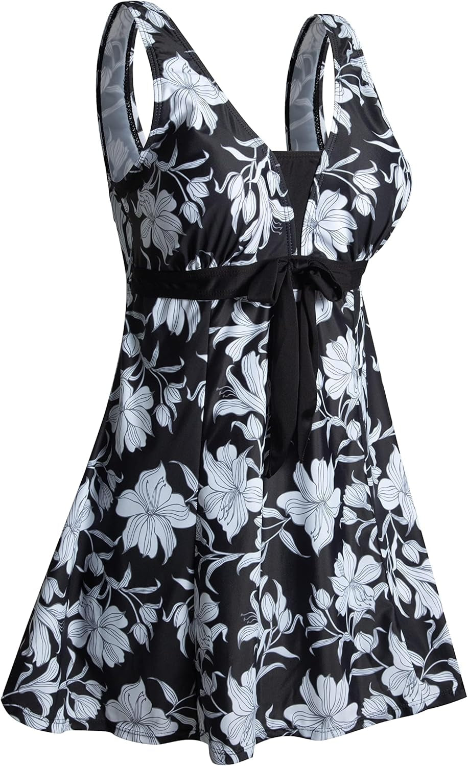 Womens plus Size Swimsuit One Piece Skirted Swimwear Tummy Control Swimming Costume with Shorts