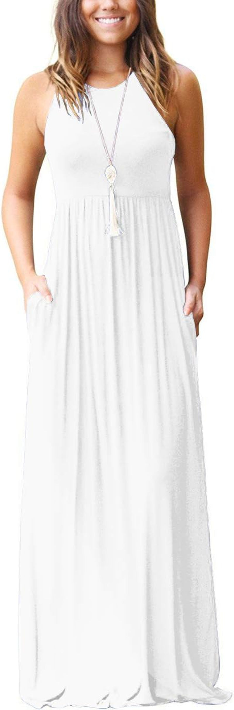 Womens Maxi Dress Ladies' Summer Casual Short Sleeve Long Dresses with Pocket for Daily, Holiday, Travel, Maternity