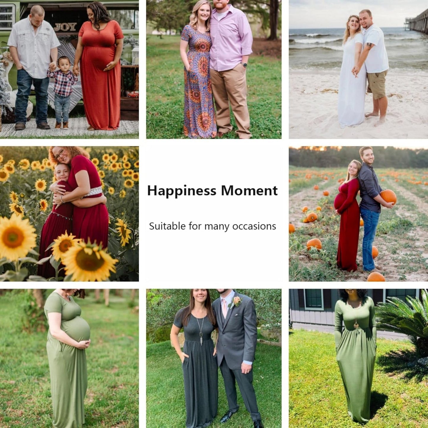 Womens Maxi Dress Ladies' Summer Casual Short Sleeve Long Dresses with Pocket for Daily, Holiday, Travel, Maternity
