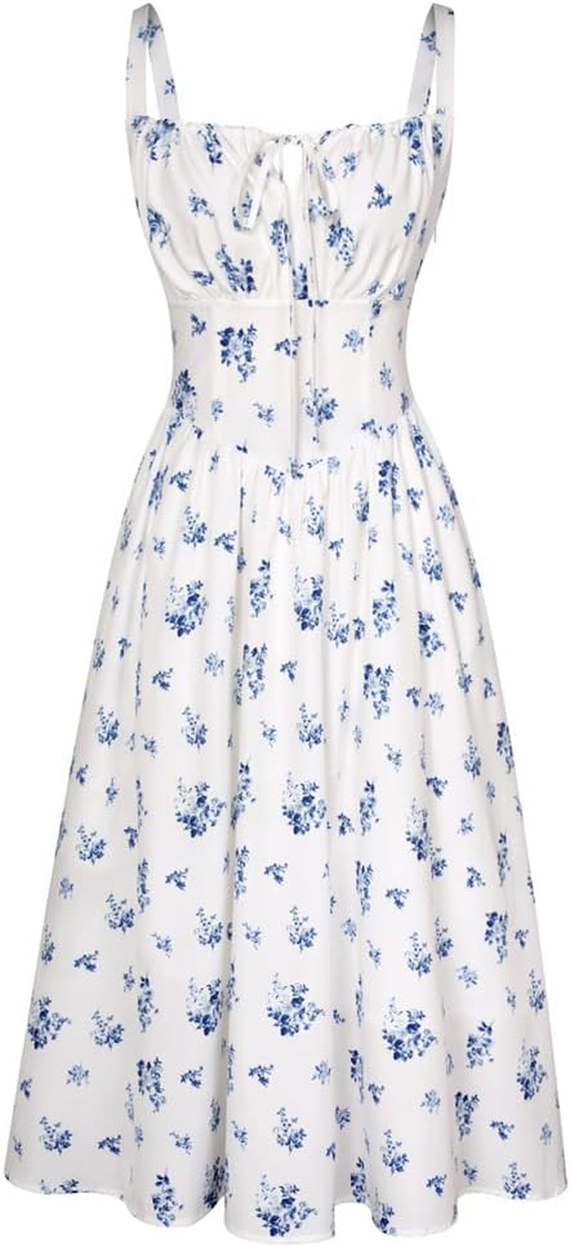 Women Sun Dress Victorian Casual A-Line Sleeveless Spaghetti Strap Floral Dresses for Summer Beach