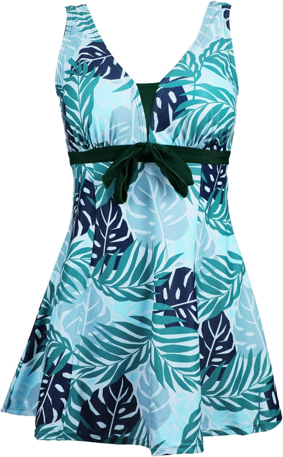 Womens plus Size Swimsuit One Piece Skirted Swimwear Tummy Control Swimming Costume with Shorts