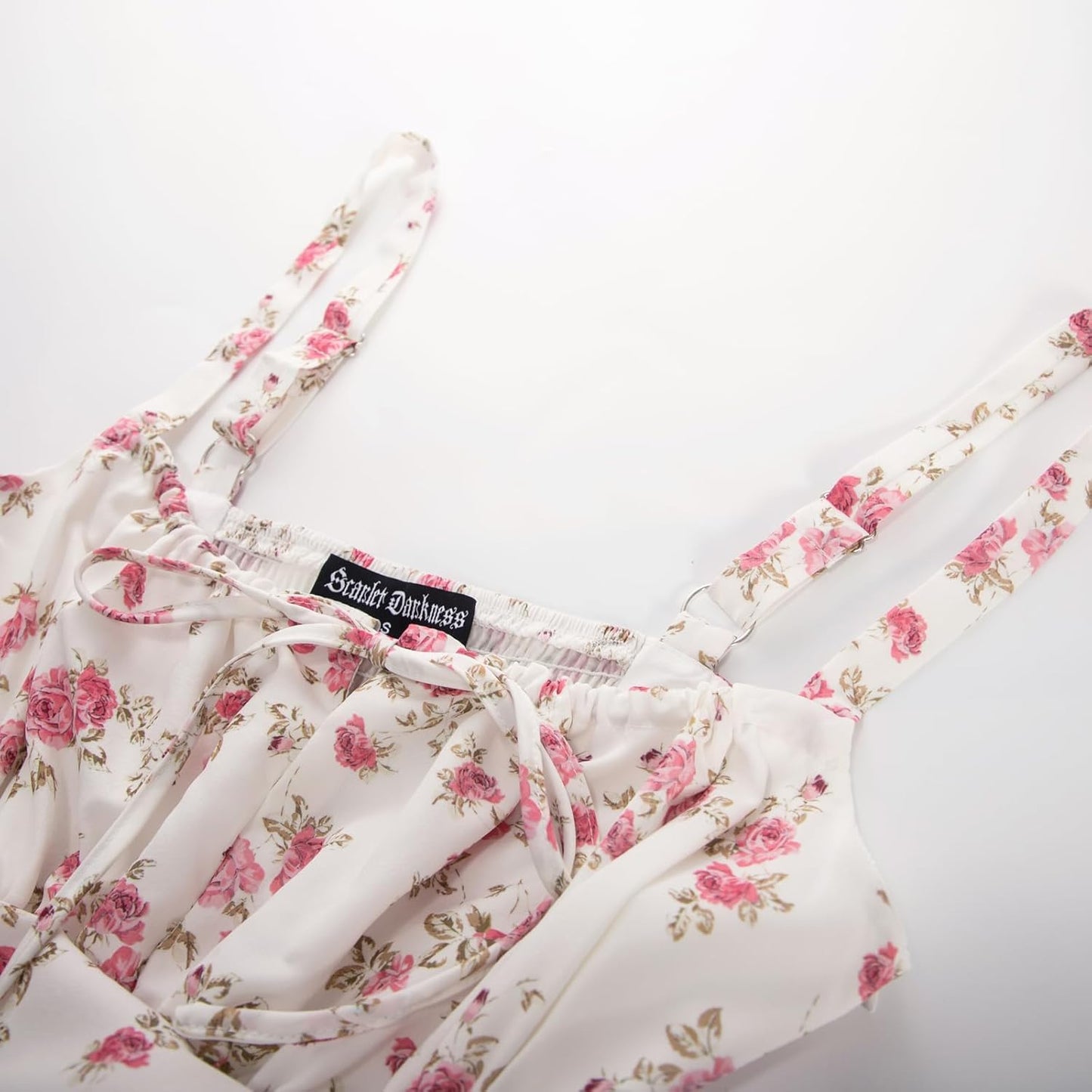 Women Sun Dress Victorian Casual A-Line Sleeveless Spaghetti Strap Floral Dresses for Summer Beach