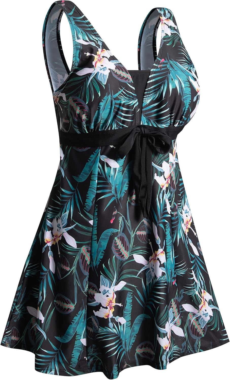 Womens plus Size Swimsuit One Piece Skirted Swimwear Tummy Control Swimming Costume with Shorts