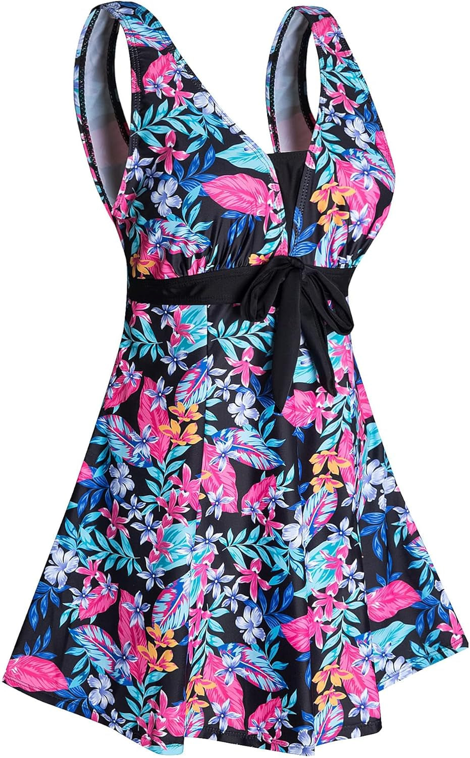 Womens plus Size Swimsuit One Piece Skirted Swimwear Tummy Control Swimming Costume with Shorts