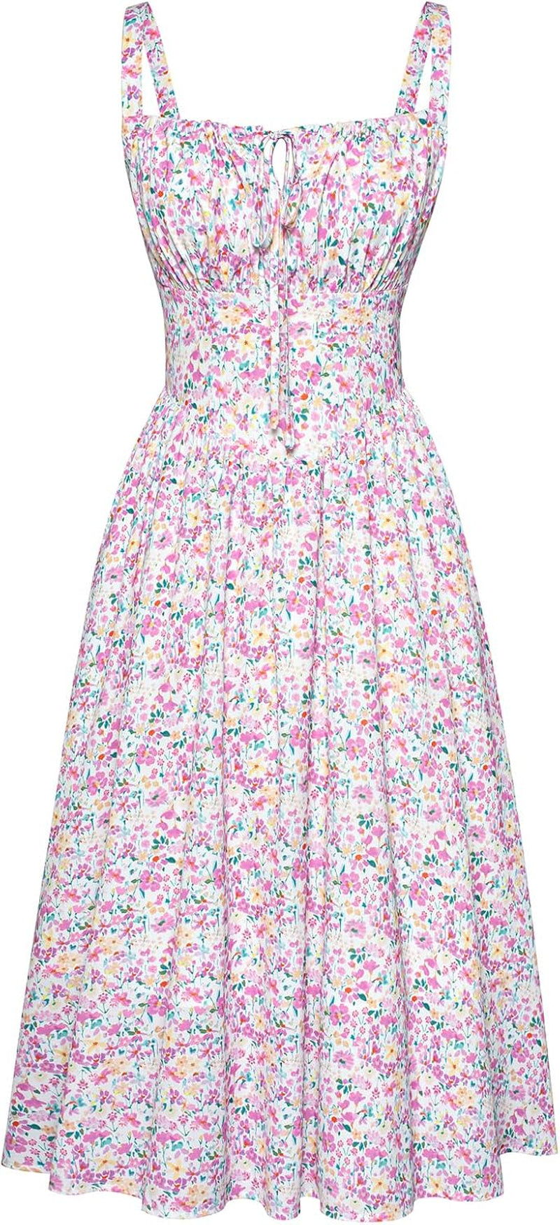 Women Sun Dress Victorian Casual A-Line Sleeveless Spaghetti Strap Floral Dresses for Summer Beach